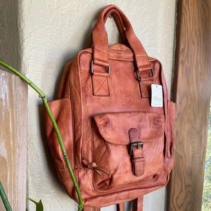 Free People East End Leather Backpack Tiger Red NWT $!88